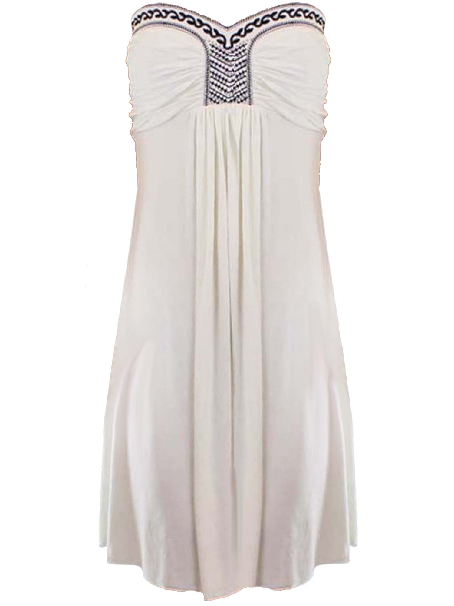 white strapless beach dress