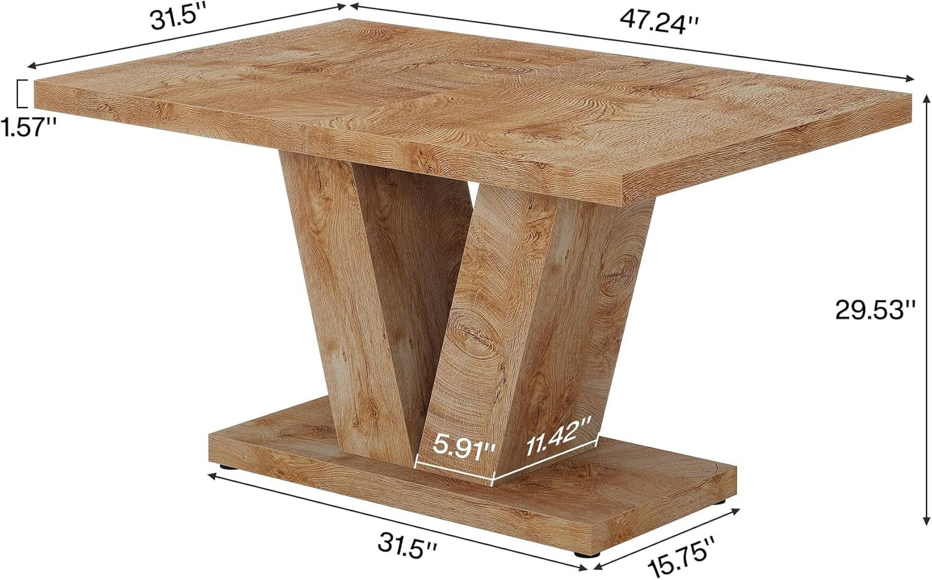 Tribesigns 47" Dining Table for 4, Wood Oak Kitchen Table with Heavy Duty Pedestal for Dining Room