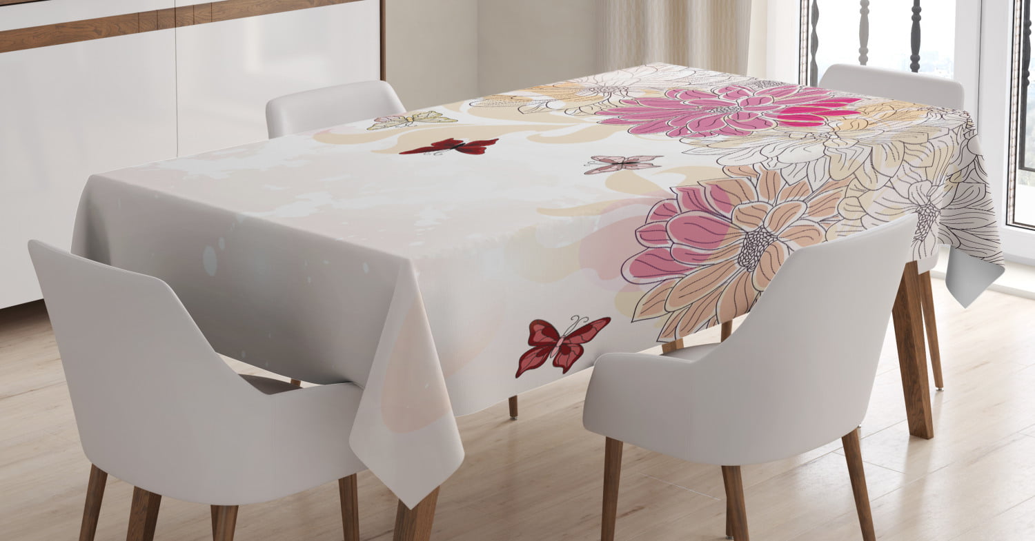 16 X 90 Pale Rose Brown Ambesonne Vine Table Runner Leafless Vine Branches with Abstract Orange Flower Petals Illustration Dining Room Kitchen Rectangular Runner 
