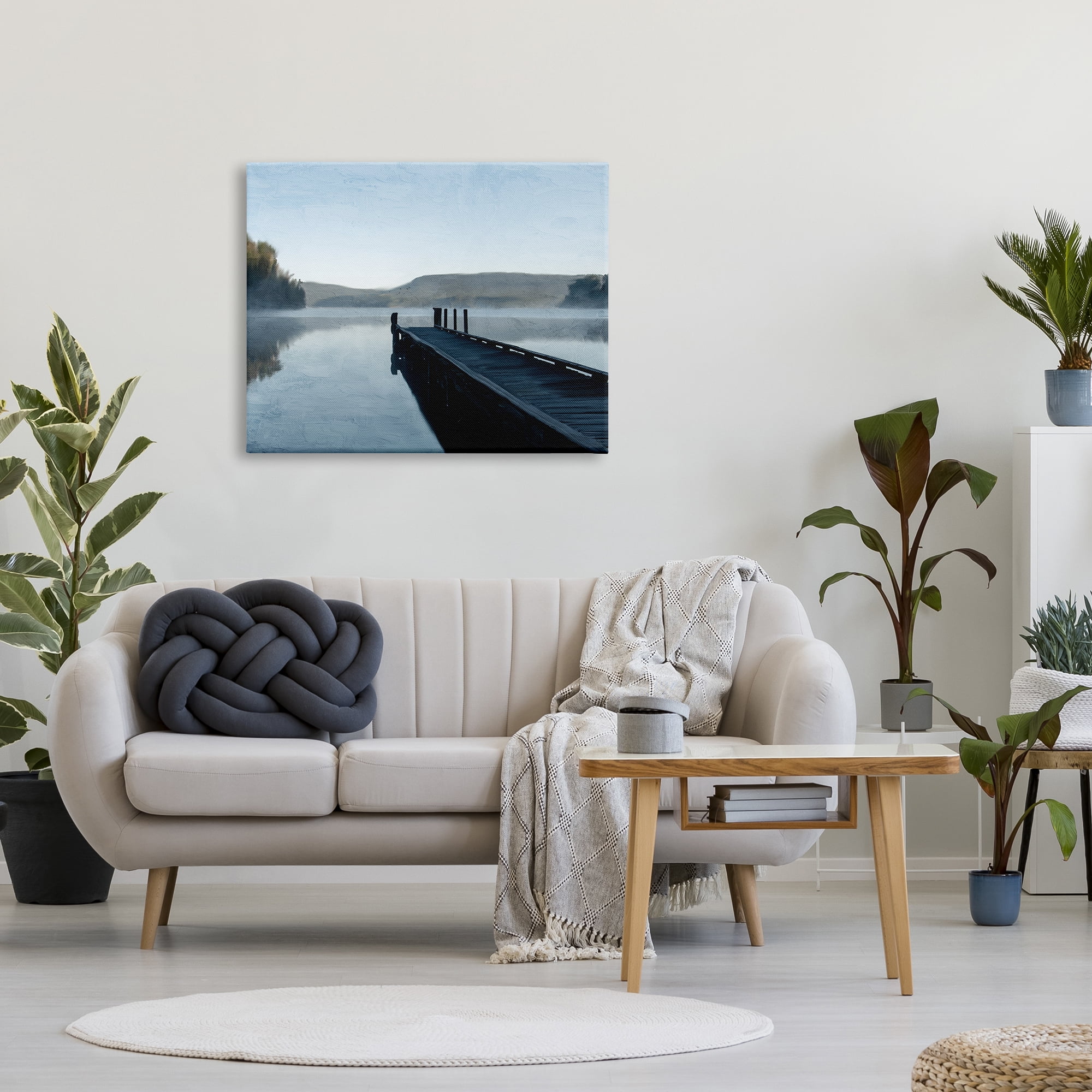 Stupell Industries Distant Lake Dock Landscape Painting Gallery Wrapped Canvas Art Print Wall Art, 40 x 30
