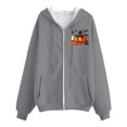 thumbnail image 7 of Halloween Jackets for Women Cute Pumpkin Printed Full Zipper Drawstring Hooded Fashion Spooky Festival Jacket with Pockets Gray M, 7 of 7