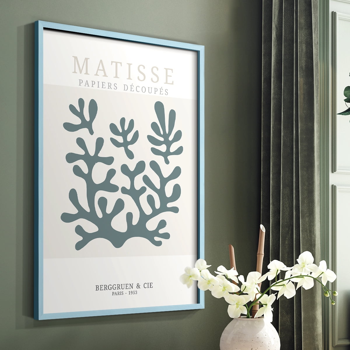 Matisse CDXXVII in Blue Solid Wood Framed Print No Nail Hanging