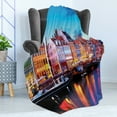 thumbnail image 4 of Colorful Soft Flannel Fleece Blanket, Old Nyhavn Pier and Traditional Buildings at City of Copenhagen Denmark, Cozy Plush for Indoor and Outdoor Use, 50" x 60", Sky Blue Multicolor, by Ambesonne, 4 of 5