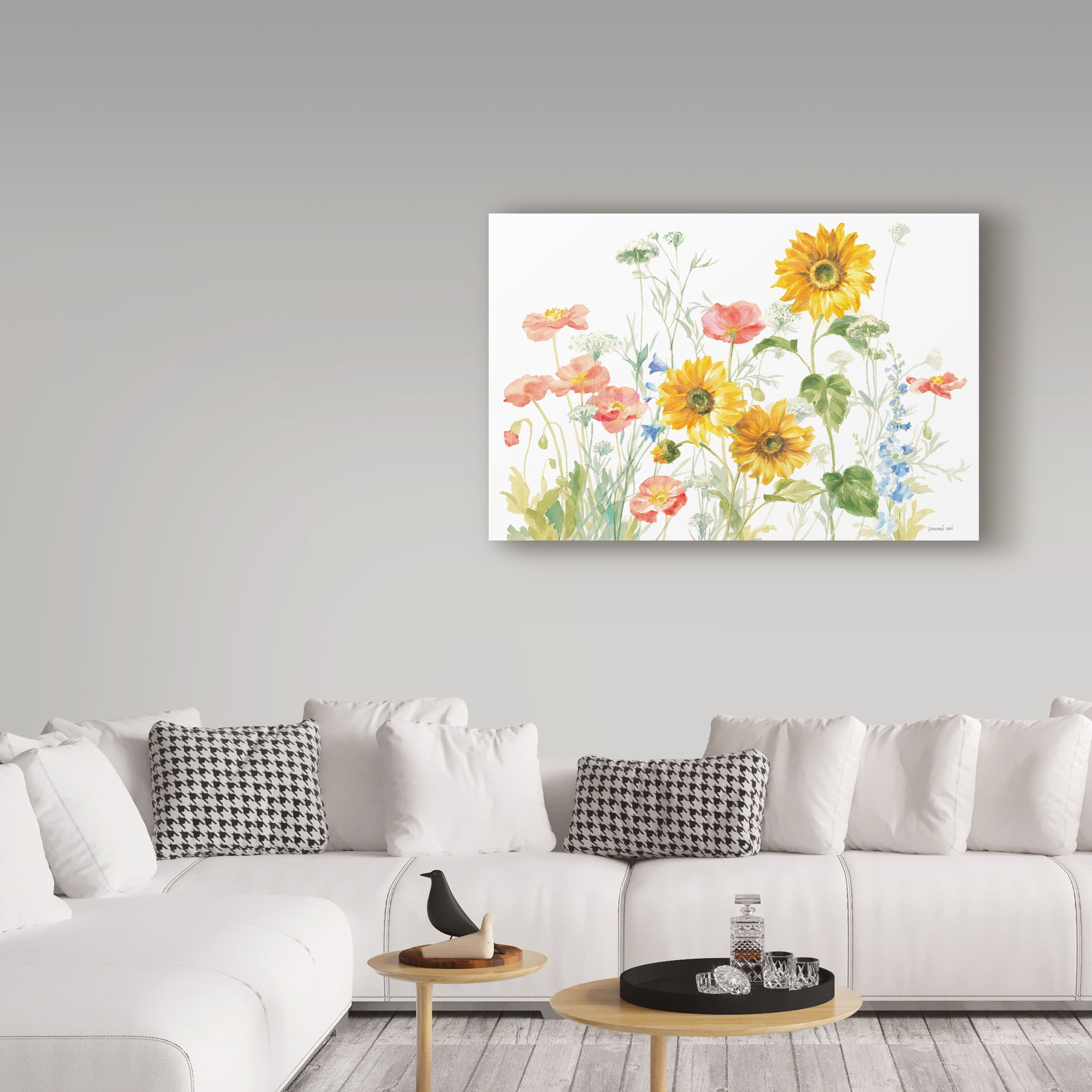 Trademark Fine Art 'Floursack Florals on White I' Canvas Art by Danhui Nai