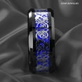thumbnail image 5 of Tungsten Rings for Men Wedding Bands for Him 8mm Blue Black Silvering Celtic Dragon, 5 of 8
