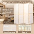 Room Divider Folding Privacy Screens, 6FT Bamboo Room Divider Wall