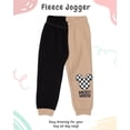 thumbnail image 3 of Disney Mickey Mouse Toddler Boys’ Outfit Set - Two Piece Hoodie Sweatshirt with Holographic Patch & Checkerboard Jogger Pants (Light Brown, 5), 3 of 3