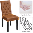 thumbnail image 5 of Alden Design Modern Tufted Padded Faux Leather Dining Chair with Solid Wood Legs, Retro Brown, 5 of 7