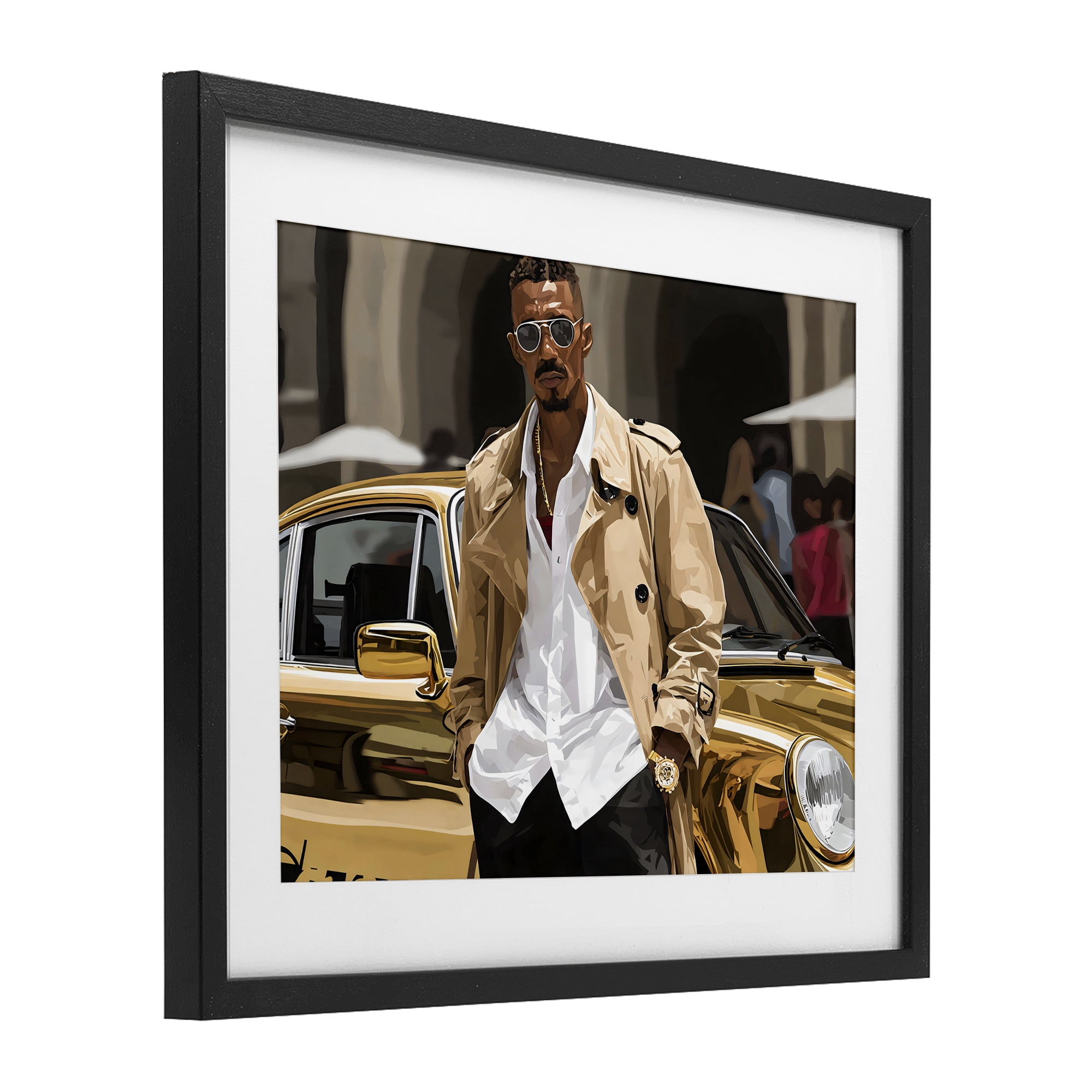 Stupell Industries Classy Gilded Sportscar & Driver Black Framed Print Under Glass, design by Franklyn Gregory