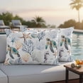 thumbnail image 2 of Ocean Turtle Outdoor Pillow Covers Pack of 2 Watercolor Summer Blue Green Coral Shell Sea Star Seahorse Waterproof Throw Pillow Covers Decorative Cushion Cases for Patio Garden Tent 20x12 inch, 2 of 9