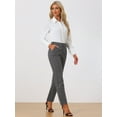 thumbnail image 3 of DARING DIVA Women's Plaid Trousers Pockets Straight Leg Casual Pant L Dark Grey Black, 3 of 6