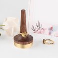 thumbnail image 4 of Wooden Ring Storage Holder Brass Base Vintage Tabletop Jewelry Tower Girls Space-Saving Rack Shelf Home Indoor Organizer (Wood color, walnut, 82*4.5*4.5cm), 4 of 9