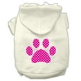 thumbnail image 3 of Pet Dog  Cat Hoodie Screen Printed, "Pink Swiss Dots Paw", 3 of 10
