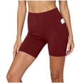 thumbnail image 4 of Hurxie High Waisted Biker Shorts for Women with Pockets - 4.5" No Front Seam Workout Gym Shorts Wine,XL, 4 of 4