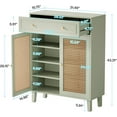 thumbnail image 3 of Tribesigns Mint Green 6-Tier Shoe Cabinet with Doors, Modern Rattan Shoe Organizer with Drawer, Storage Cabinet with Adjustable Shelf, 3 of 6
