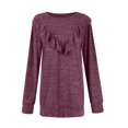 thumbnail image 3 of Sweatshirt for Women Women's Fashion Round Neck Ruffle Solid Color Long Sleeve Casual Pullover Top, 3 of 4