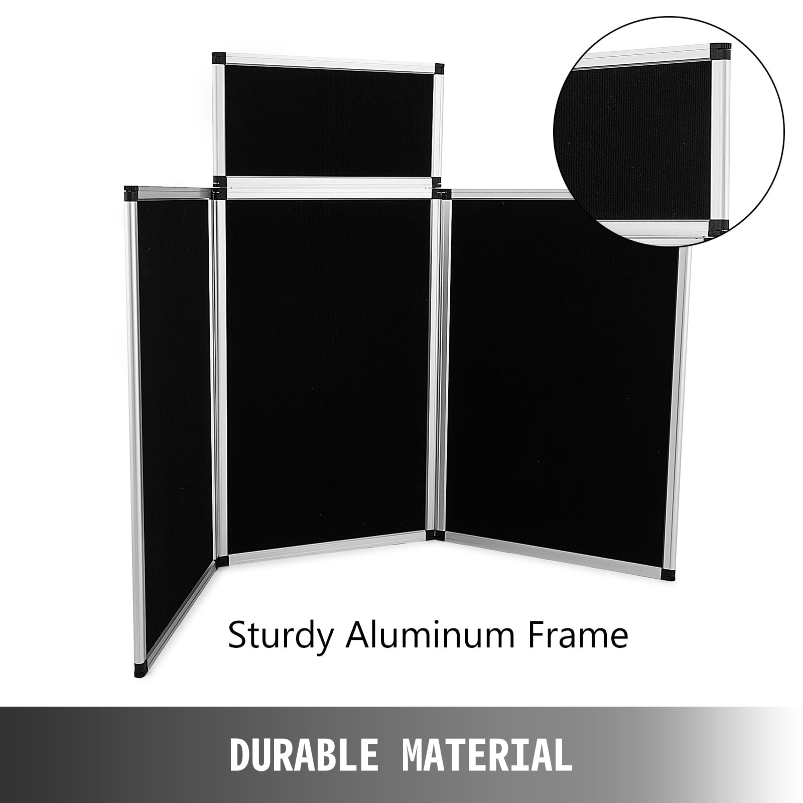 3+1 Panels 72x43.5Inch VEVOR Trade Show Display 3+1 Panels Display Panel 72x43.5Inch Aluminum Alloy Frames Folding Trade Show Display with Black Fabric