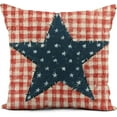 thumbnail image 4 of Set of 4 Linen Throw Pillow Covers 18x18 Inch Red White and Blue 4th of July Independence Day Home Decor Pillowcase Square Cushion Cover for Sofa Bed Couch, 4 of 6