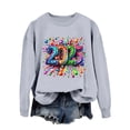 thumbnail image 1 of WEAIXIMIUNG Chandail en Molleton Bleu Marine pour Femmes Automne et Hiver Col Rond Manches Longues Chandail en Molleton Imprimé Chandail de Noël, 1 of 4