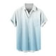 thumbnail image 5 of Blusa y camisa de manga corta con cuello vuelto para hombre, blusa informal de moda con cuello vuelto, estampado degradado, camisa de manga corta con botones, blusa de poliéster para hombre, 5 of 6