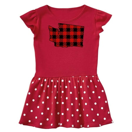 

Inktastic Washington Buffalo Plaid State Silhouette Gift Baby Girl Dress