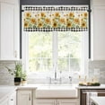 thumbnail image 3 of Farmhouse Sunflowers Window Curtains Valance Set of 3 Black And White Plaid Linen Texture Rod Pocket Small Kitchen Curtain, Soft Window Treatment for Bedroom Party Holiday Decor, 3 of 8