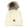 thumbnail image 4 of Wrapables® Cable Knit Faux Fur Pom Pom Beanie, Mommy & Me Set Cream, 4 of 4