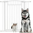 thumbnail image 1 of PawHut 30"-41" Dog Gate with Small Door and Extension Kit, 42" H, 1 of 10