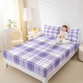 thumbnail image 4 of Homewish Classic Geometric Plaid Full Size Sheets,Modern Geometric Bed Sheets,Purple Grid Sheet Sets For Boys Kids,Super Cozy Room Decor,4 Pieces, 4 of 7