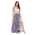 thumbnail image 2 of FORMRS Womens Long Sarong Beach Wrap Semi-Sheer Bikini Skirt Bathing Swimsuit Cover Up, Green Boat, 2 of 7