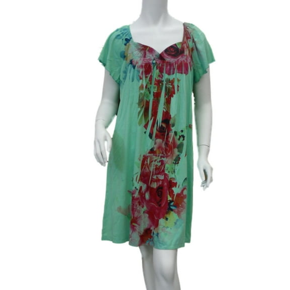 Live & Let Live Womens Green Floral Sleep Shirt Nightgown Chemise Nightie M