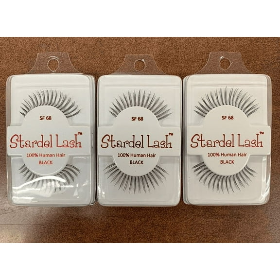 Stardel Lash 100% Human Hair Eyelashes Black - SF 68(pack of 3)
