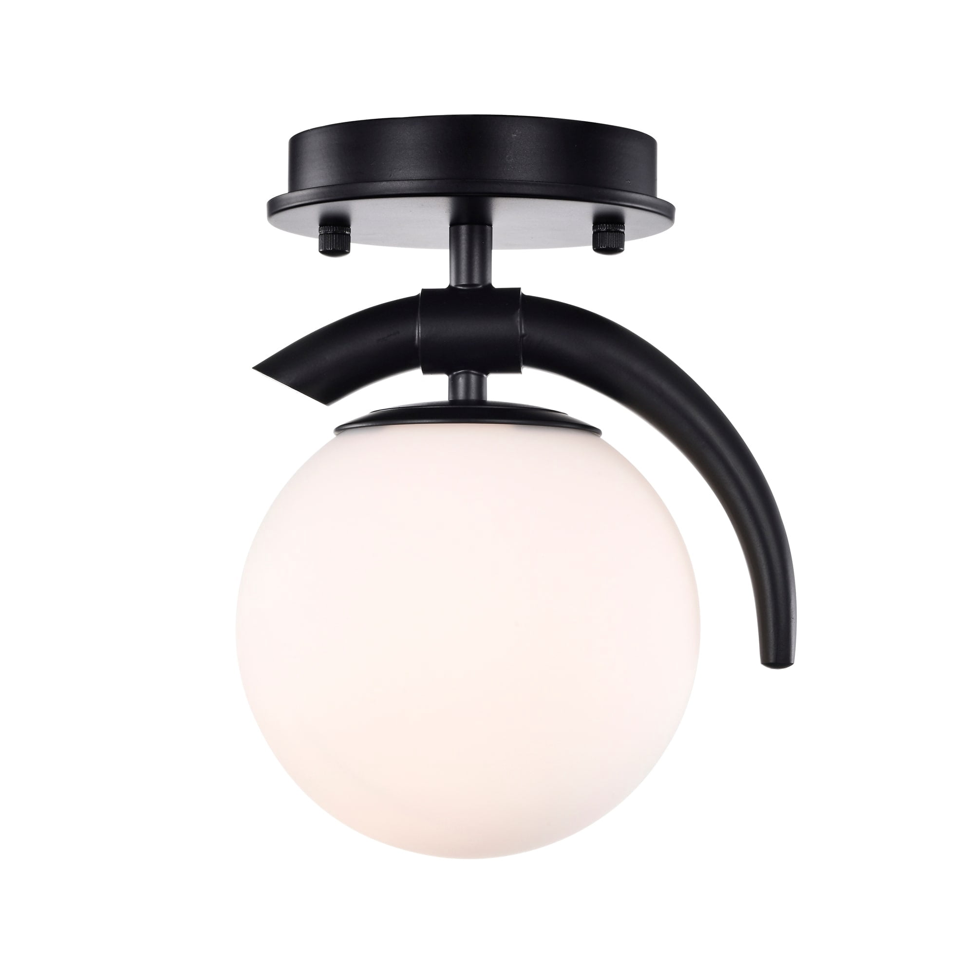 Samina 7 in. 1-Light Indoor Matte Black Finish Semi-Flush Mount Ceiling Light with Light Kit