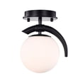 thumbnail image 3 of Samina 7 in. 1-Light Indoor Matte Black Finish Semi-Flush Mount Ceiling Light with Light Kit, 3 of 5
