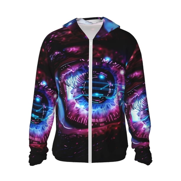 Fotbe v Chaqueta con Protección Solar UPF 50+ para Hombre y Mujer, Camisa con Capucha y Bolsillos-X-Large