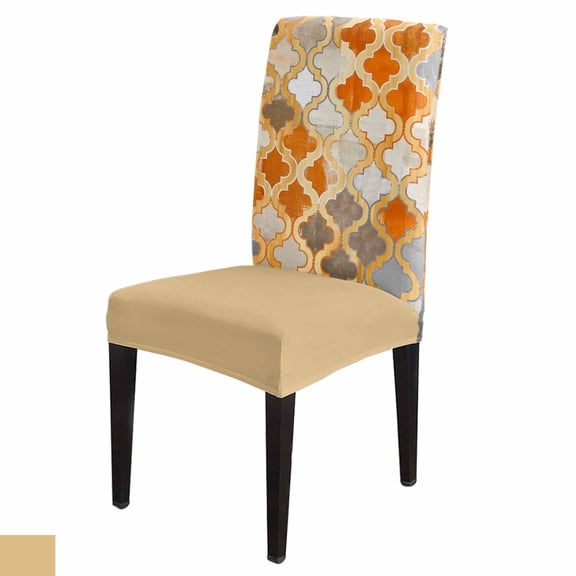 Chair Cover Vintage Abstract Morocco Orange Dining s Spandex Stretch Seat Cover for Wedding Kitchen