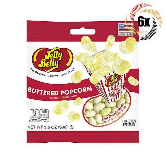 6x Bags | Jelly Belly Beans Buttered Popcorn Candy | 3.5oz | Fast Shipping! |