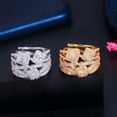thumbnail image 2 of Gold Plated Resizable Cross Geometric Multilayer CZ Wide Open Ring Women Jewelry, 2 of 9