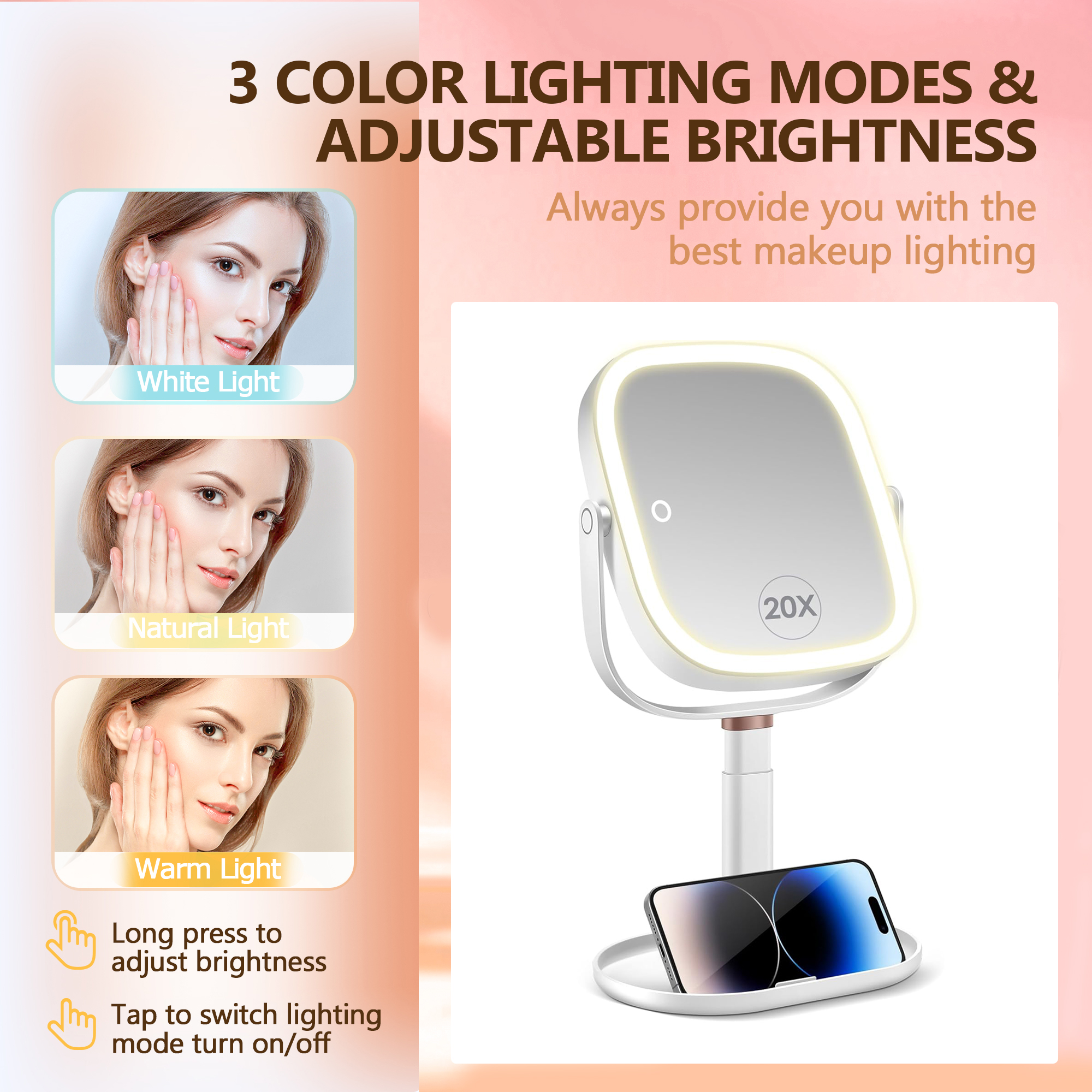 BBeauty Planet Lighted Makeup Mirror, 20X/1X photo 2