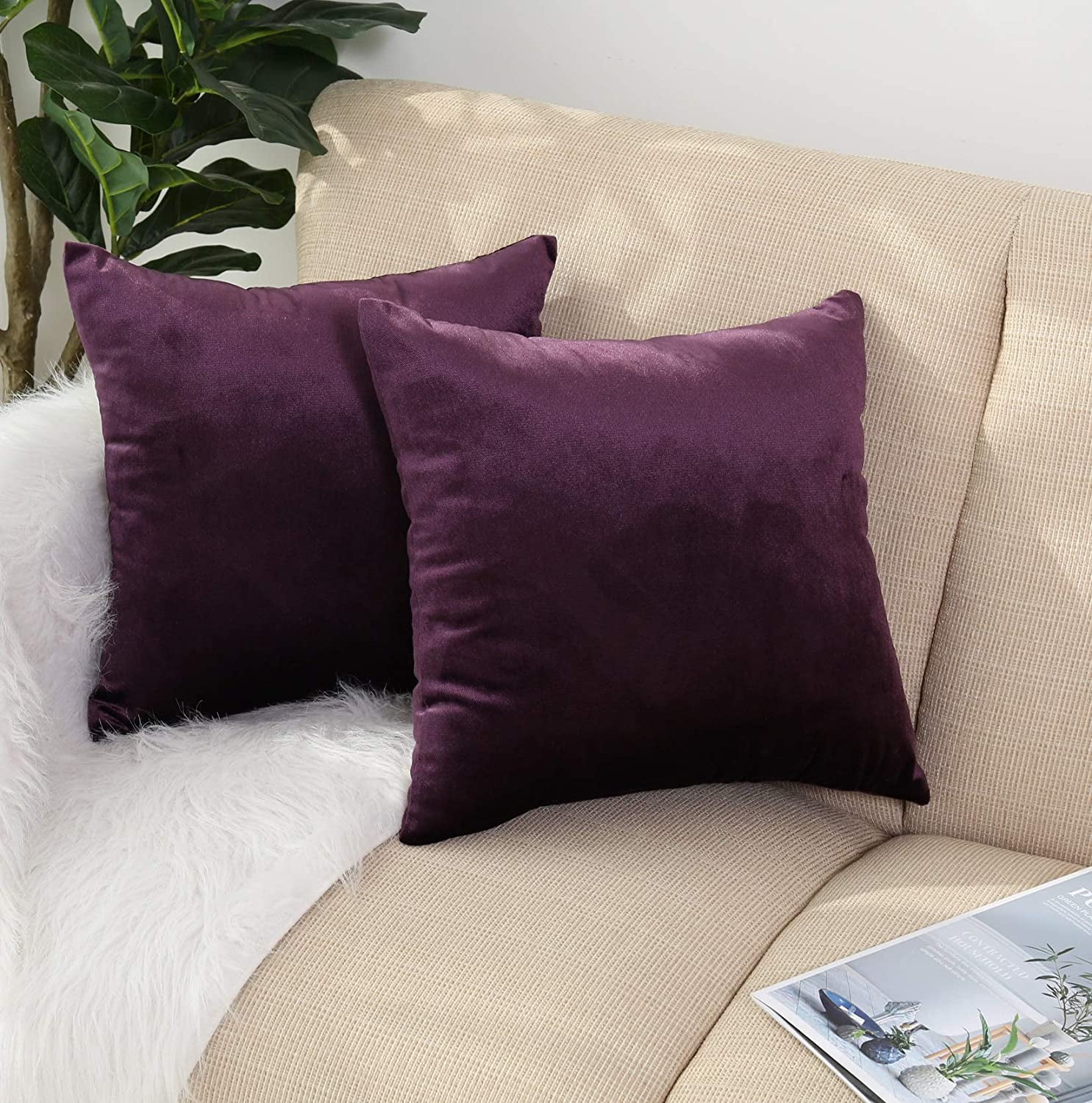 Tayyakoushi Throw Pillow Covers 2 Pack Super Soft Velvet Decorative