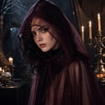 thumbnail image 7 of Fabrcox Halloween Holiday Full Length Hooded Cape, Unisex Adult Double Sided Reversible Mesh Cloak, Black Red Two Tone Garment for Masquerade Christmas Gathering Brown, 7 of 7