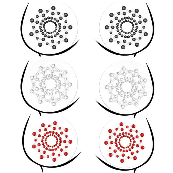 3 Pairs Glitter Rhinestone Sexy Nipple Covers Stick Breast Pasties Crystal Pasty Petals Body Tattoo Jewels Adhesive Chest Body Stickers for Women Christmas Halloween Party Decor