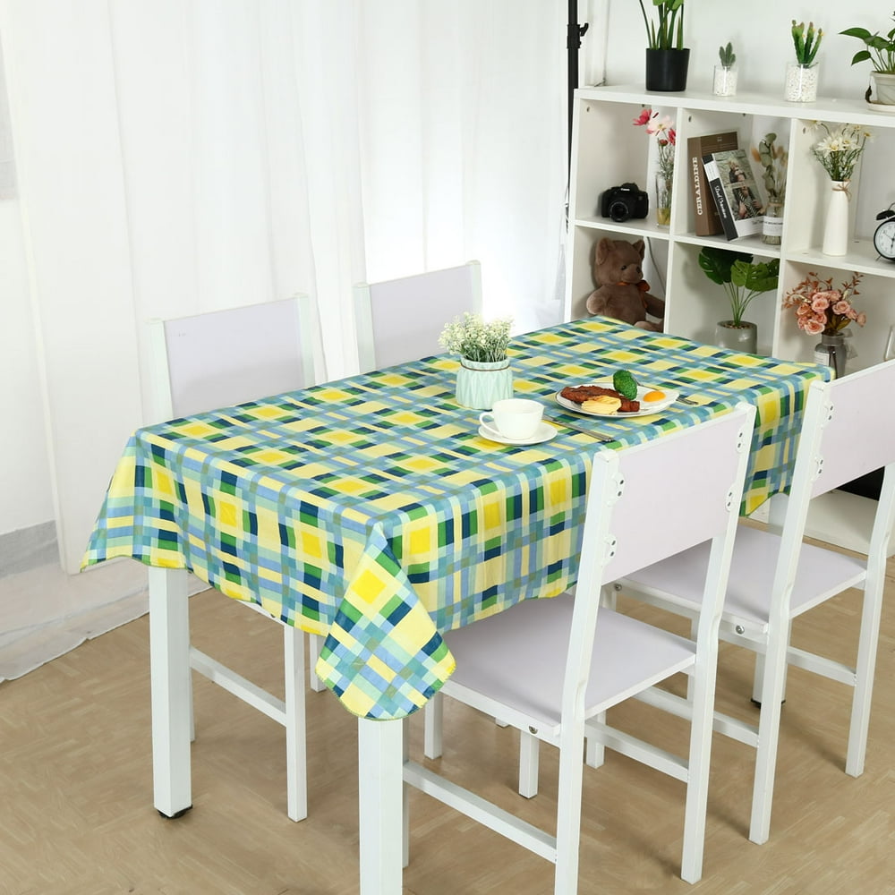 Vinyl Tablecloth Rectangle 54" x 71" Green Plaid Stain Water Resistant