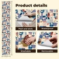 thumbnail image 4 of Peel and Stick Wallpaper Contact Paper Boho Floral Navy Pink Orange Geometric Shapes Abstract Patterns Self Adhesive and Removable 17.7in x 118in, 4 of 8