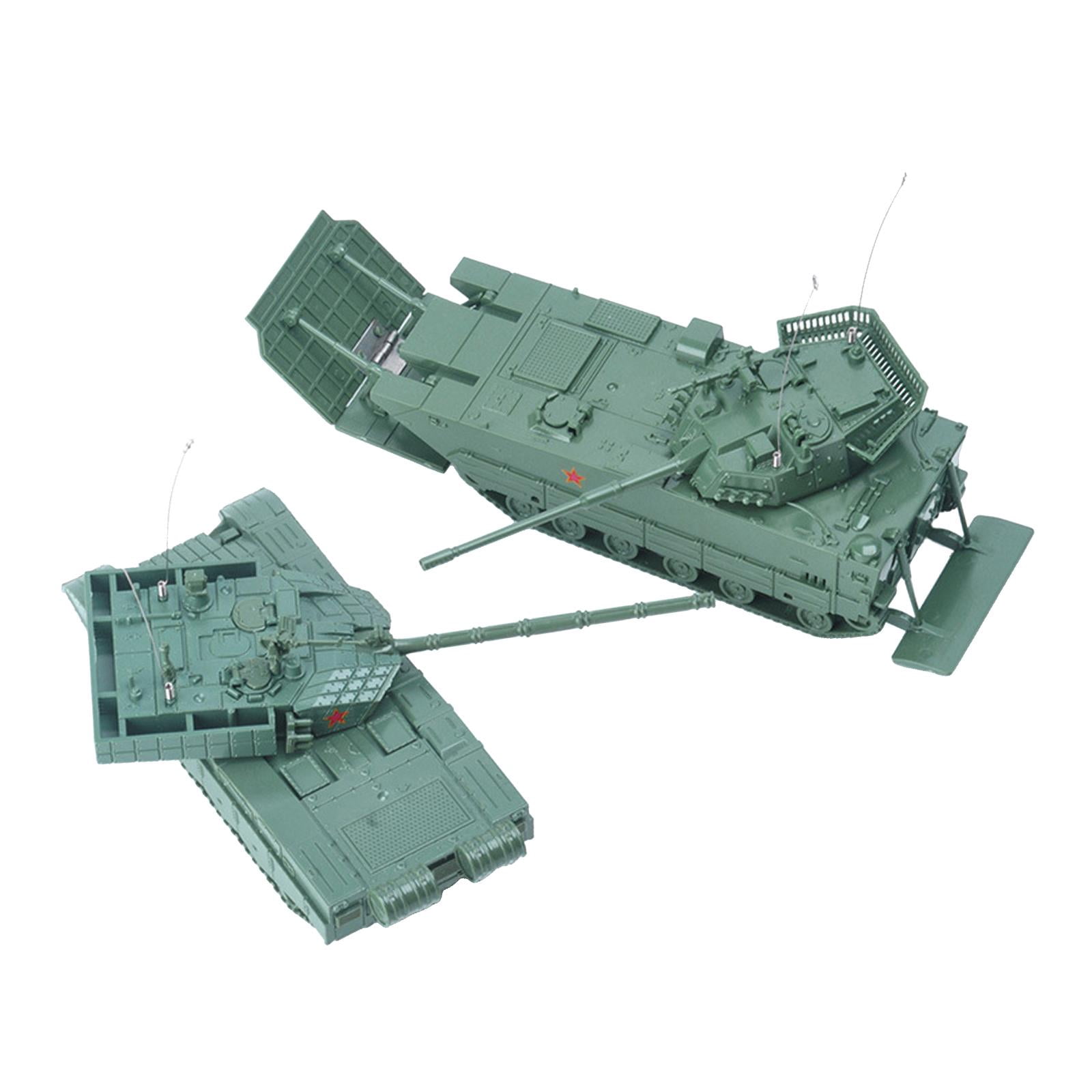 2 Véhicules Blindés Jouet 1/72 - Assemblage Rapide, Plastique Vert/jaune