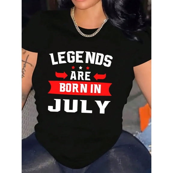 Women July Birthday Shirt T-Shirt Casual Shirts Cotton Crew Neck Short Sleeve For Daily Wear