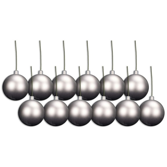 12 Pack 100mm 4" Silver Matte Ball Ornament with Wire