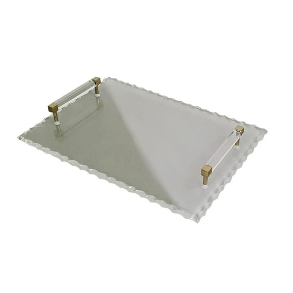 A&B Home Kathleen Acrylic Tray - 14"W x 10"L x 2"H - White/Gold