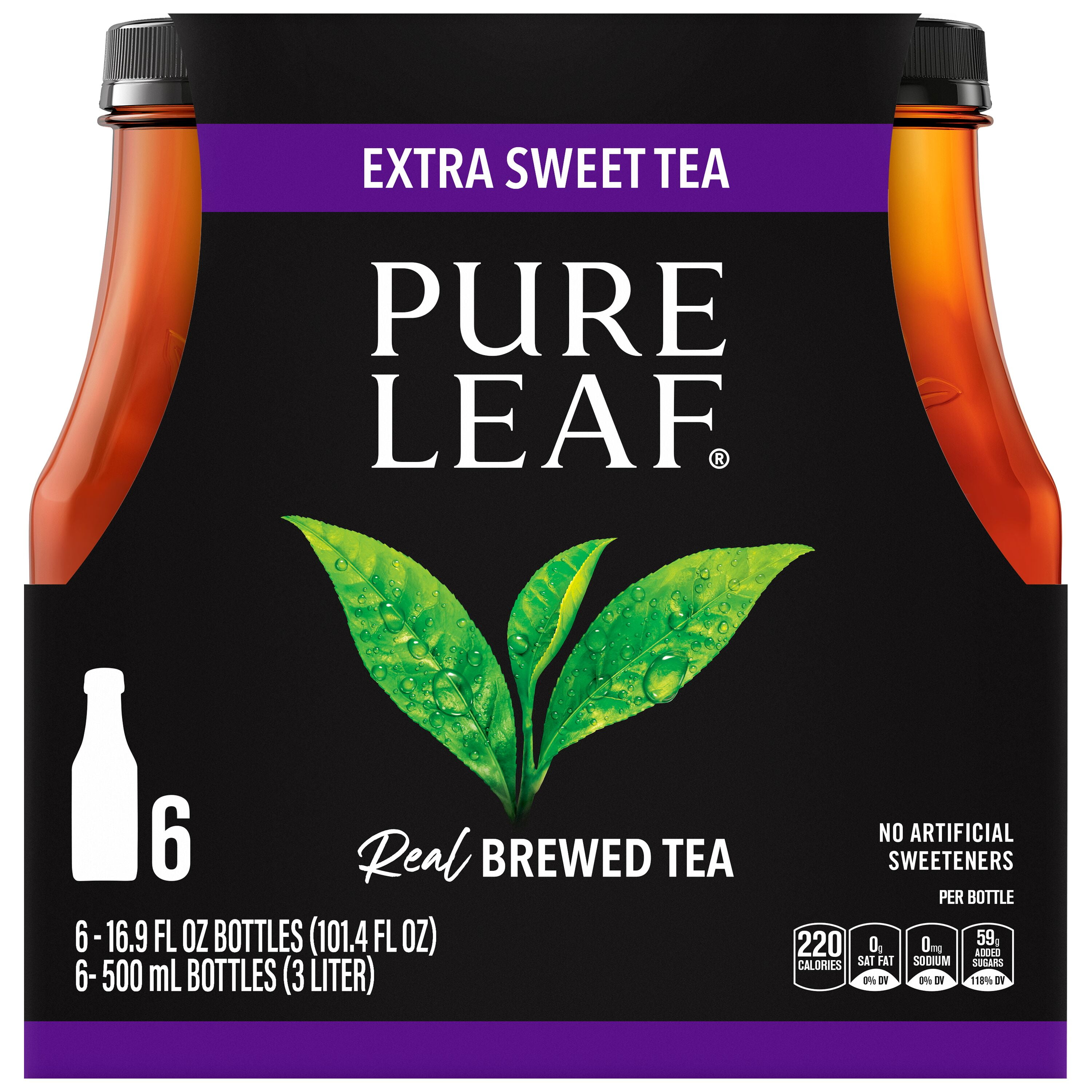 Pure Leaf Raspberry Real Brewed Iced Tea, 16.9 oz, 6 Bottles