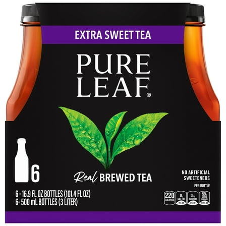 Lipton Pure Leaf Extra Sweet Real Brewed Iced Tea, 16.9 fl oz, 6 Pack Bottles